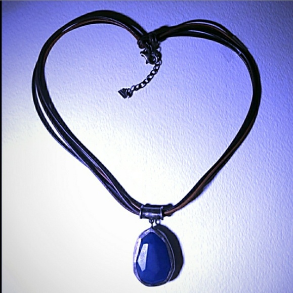 SILPADA Blue Jade Genuine Leather Sterling Silver Slide Pendant Necklace *SALE* - Picture 2 of 8